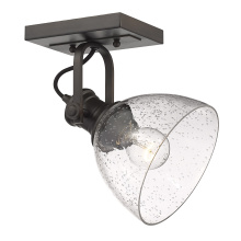 Golden 3118-1SF RBZ-SD - Yep by Golden Lighting Hines 1-light Adjustable Semi-Flush Mount in Rubbed Bronze and Seeded Glass